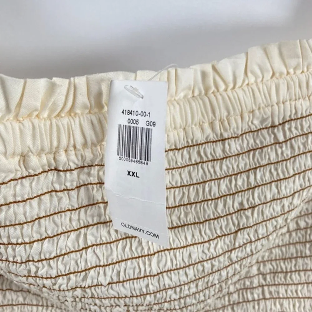 Old Navy Womens Smocked Puff Sleeve Top sz XXL NWT‎ Ivory Cottagecore Romantic